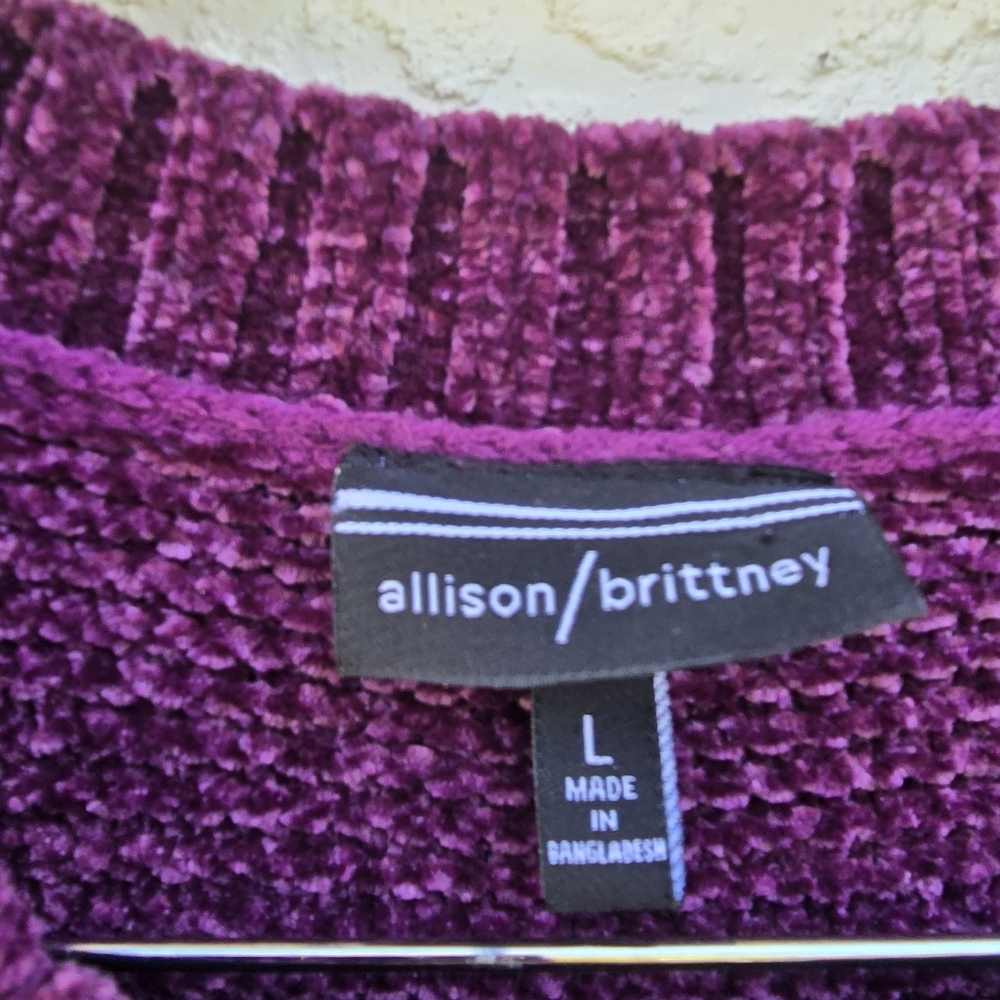 Allison Brittney Plum Chenille Knit Sweater Tunic Size - Picture 3 of 7
